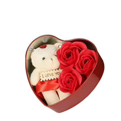 Heart Shaped Box Inside Teddy &Rose flower